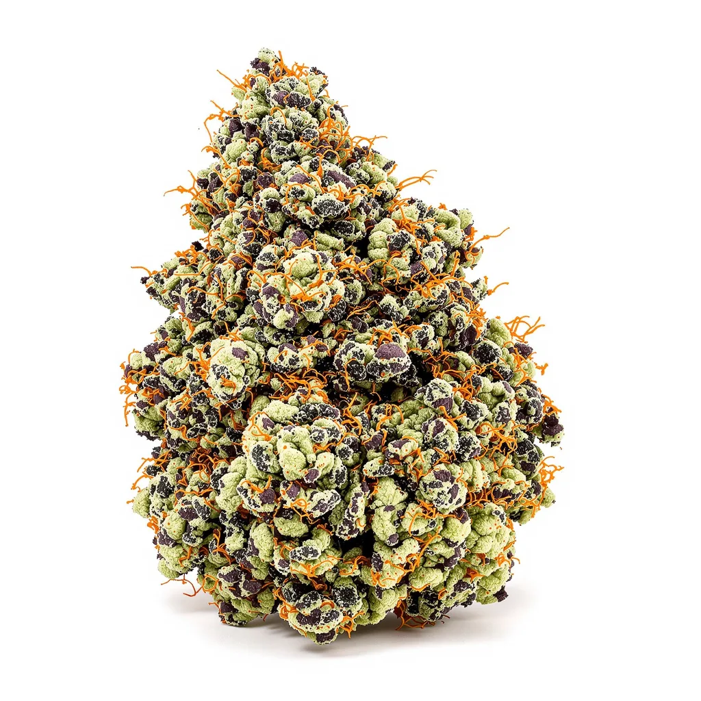 Rocky Mountain Blueberry 89% indica / 11% sativa flower with visible trichomes