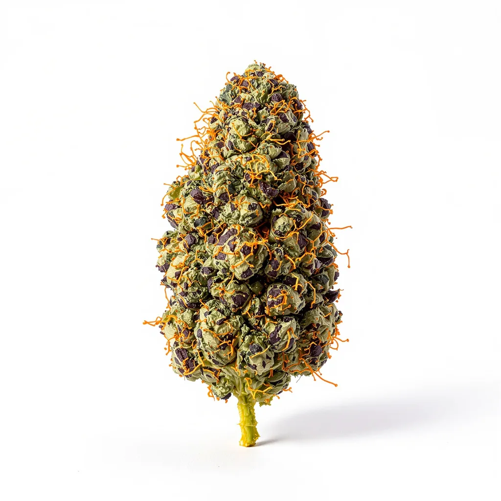 Romulan 100% indica / 50% sativa flower with visible trichomes