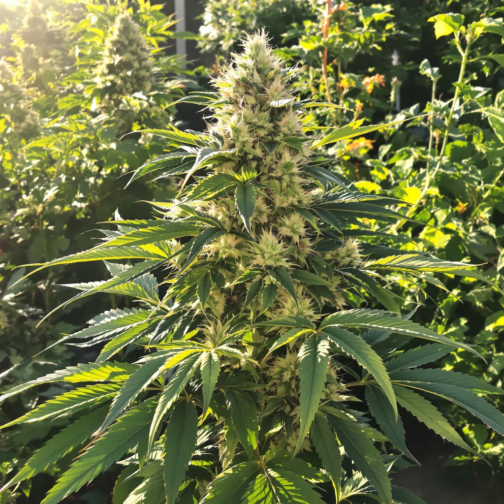 Romulan Haze 68% indica / 32% sativa flower with visible trichomes