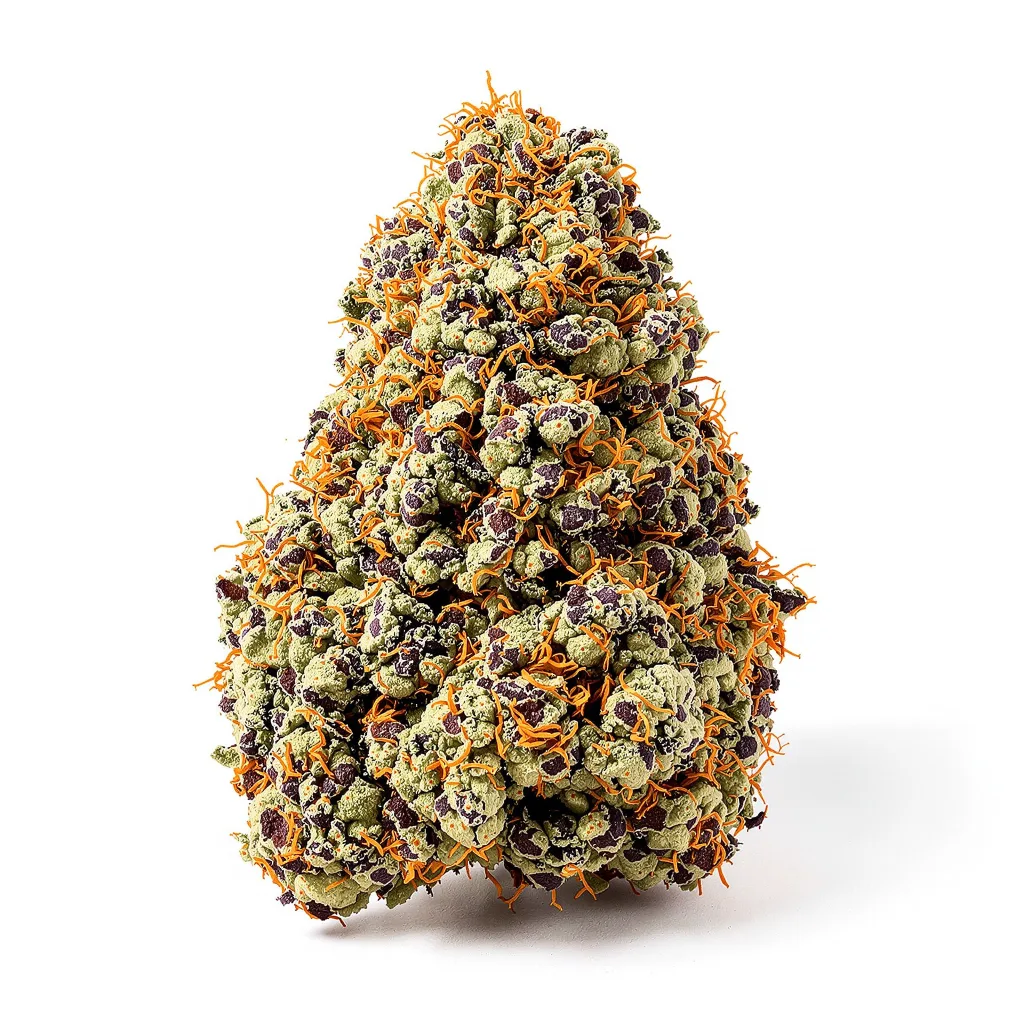 Romulan Haze 68% indica / 32% sativa flower with visible trichomes