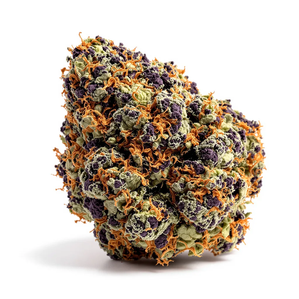 Royal Cheese 70% indica / 30% sativa flower with visible trichomes