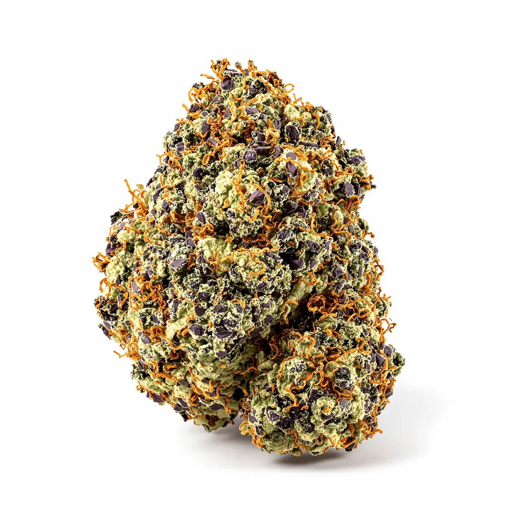 RS11 77% indica / 23% sativa flower with visible trichomes
