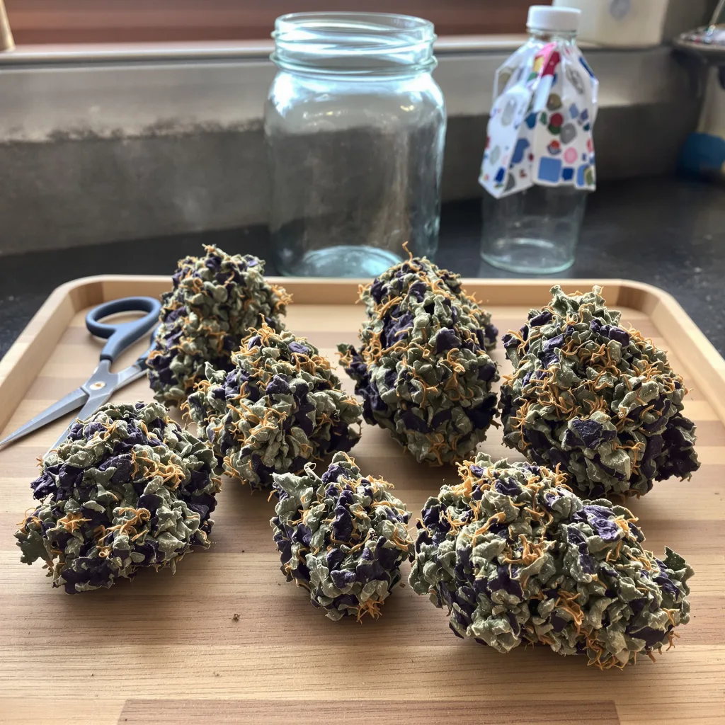 Runtz Muffin 71% indica / 29% sativa flower with visible trichomes