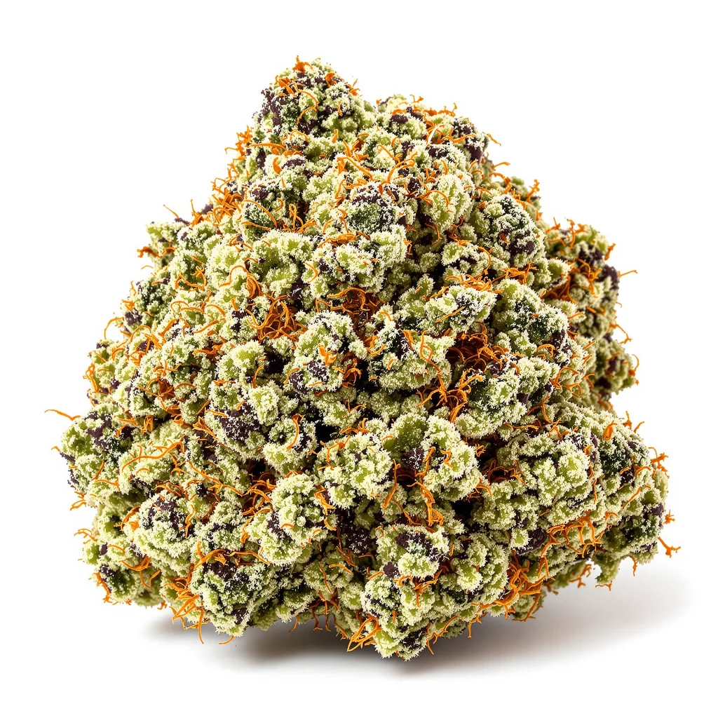 Russian Assassin 58% indica / 42% sativa flower with visible trichomes