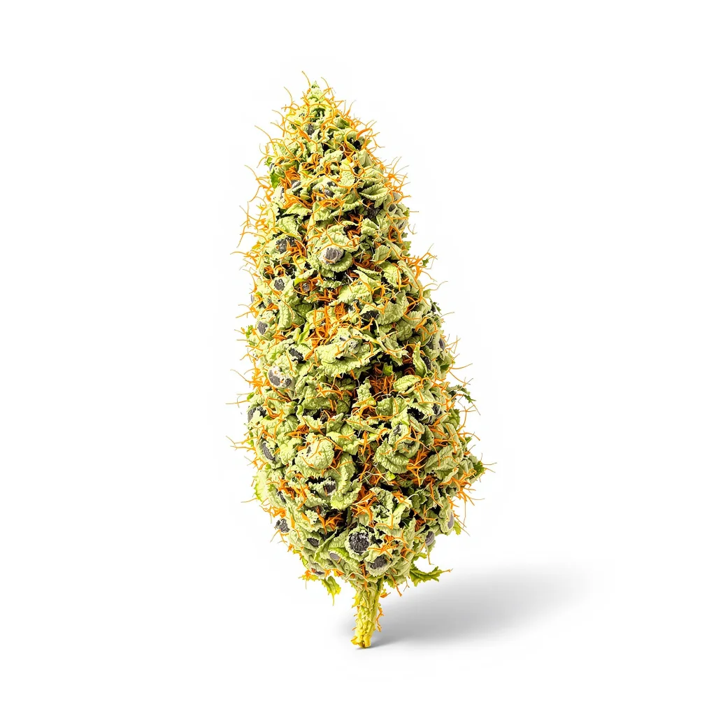 Sage N Sour 25% indica / 75% sativa flower with visible trichomes