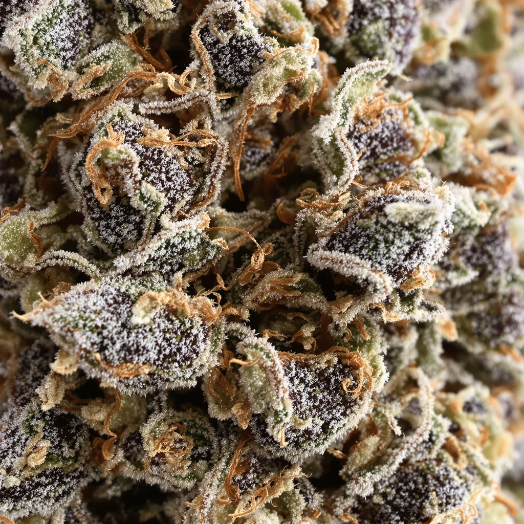 Sensi Skunk cannabis bud close-up showing dense purple-tinged calyxes