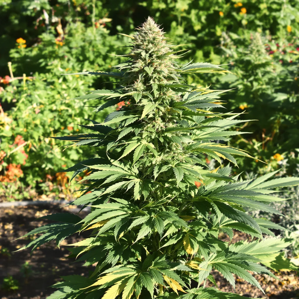 Sensi Skunk 74% indica / 26% sativa flower with visible trichomes