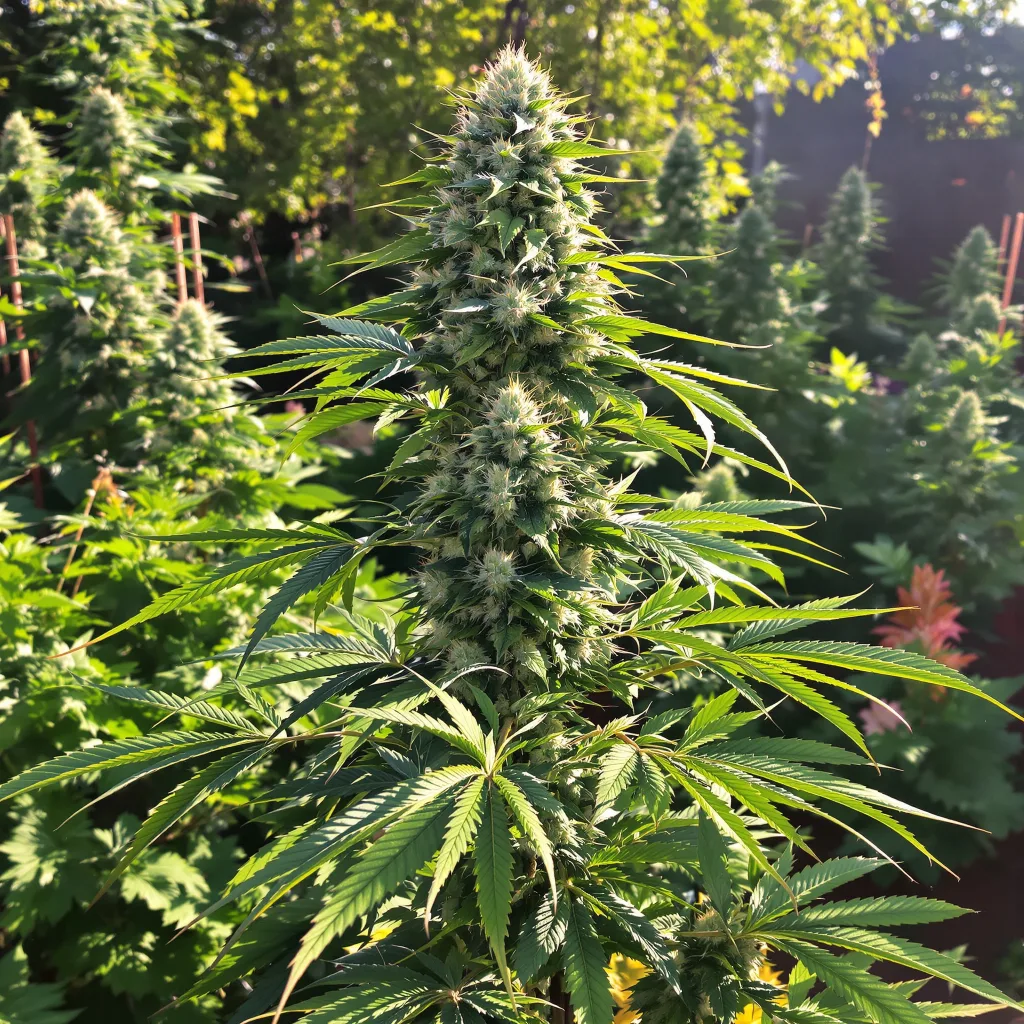 Shiatsu Kush 50% indica / 50% sativa flower with visible trichomes