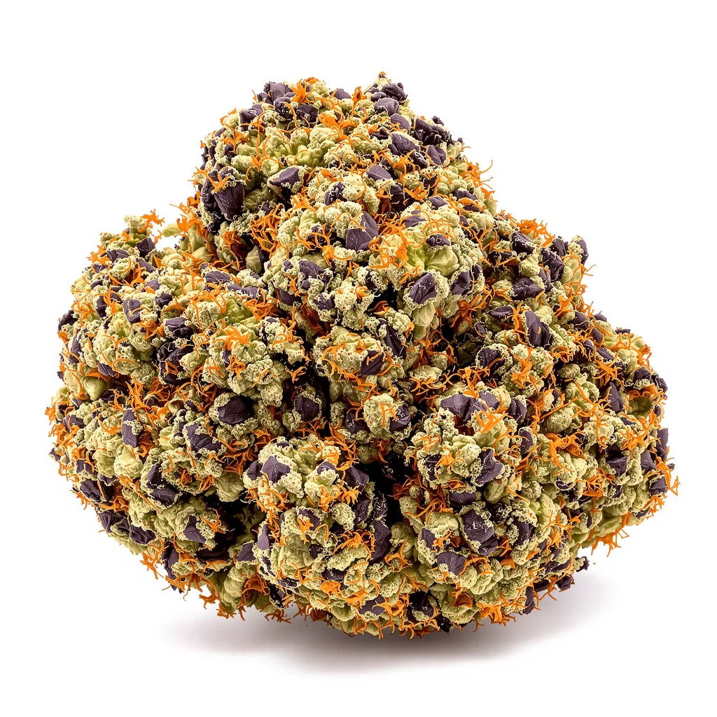 Silverback Gorilla 74% indica / 26% sativa flower with visible trichomes