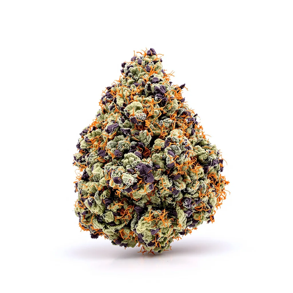 Sin City Kush 67% indica / 33% sativa flower with visible trichomes