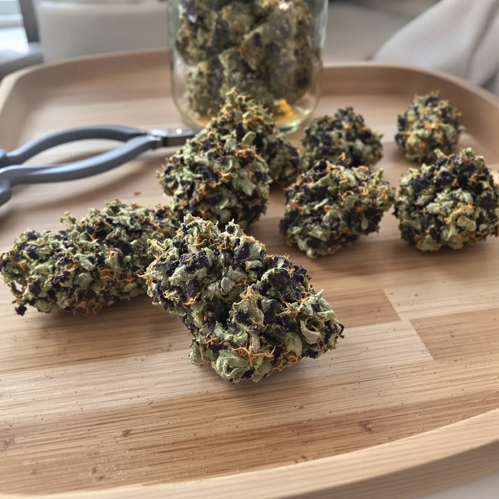Sirius Black 83% indica / 17% sativa flower with visible trichomes