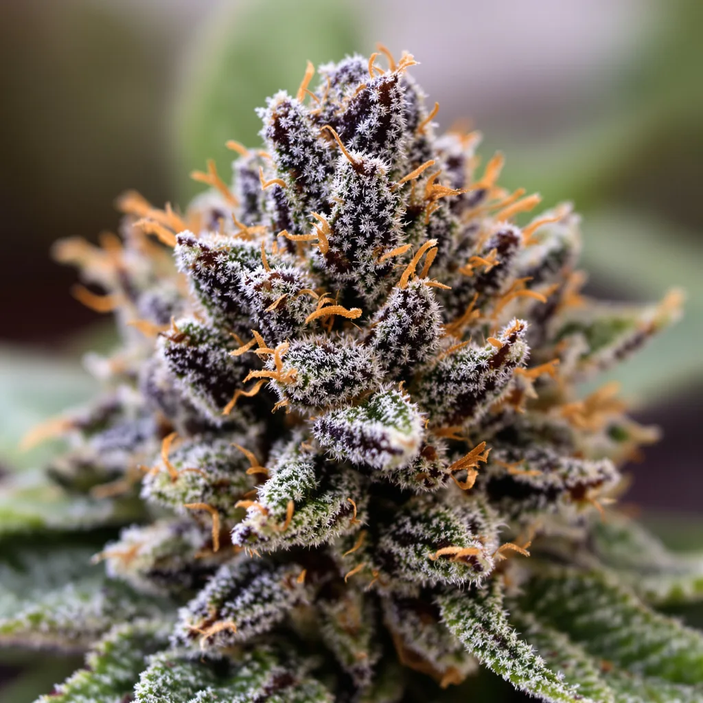 Sirius Black cannabis bud close-up showing dense purple-tinged calyxes