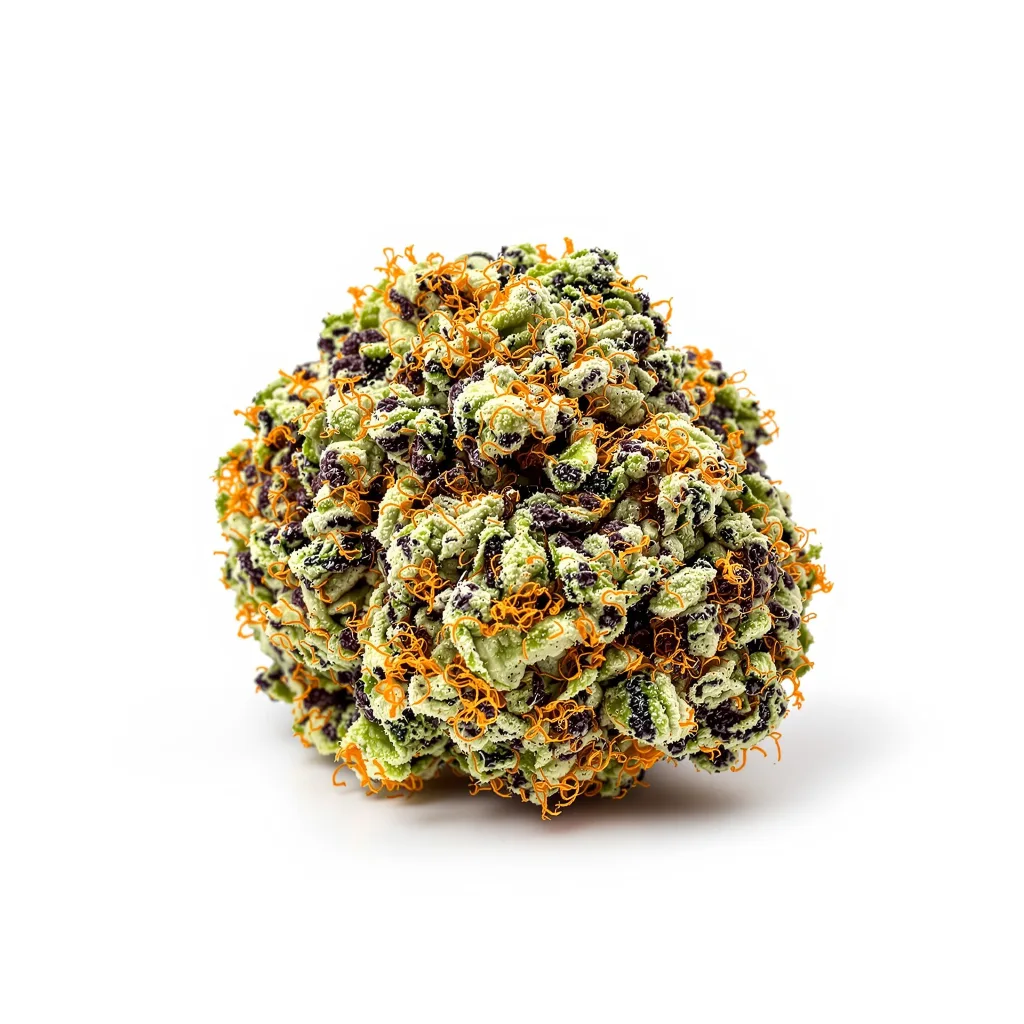 Skunk 65% indica / 35% sativa flower with visible trichomes