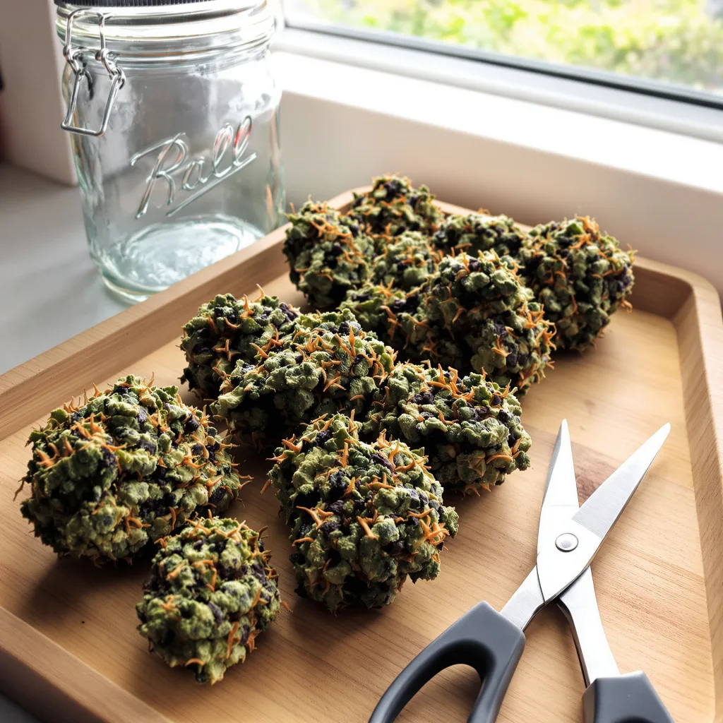 Skunk Diesel 82% indica / 18% sativa flower with visible trichomes