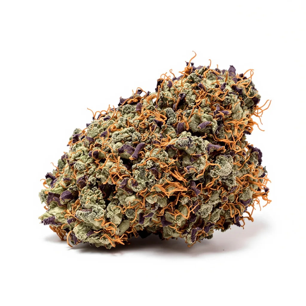 Skunk 65% indica / 35% sativa flower with visible trichomes