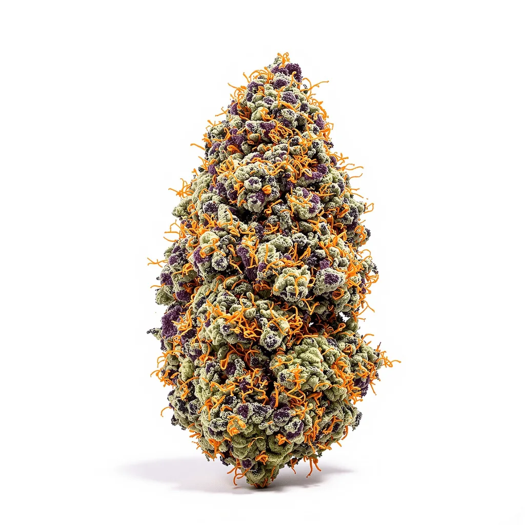 Skunky Afro 69% indica / 31% sativa flower with visible trichomes