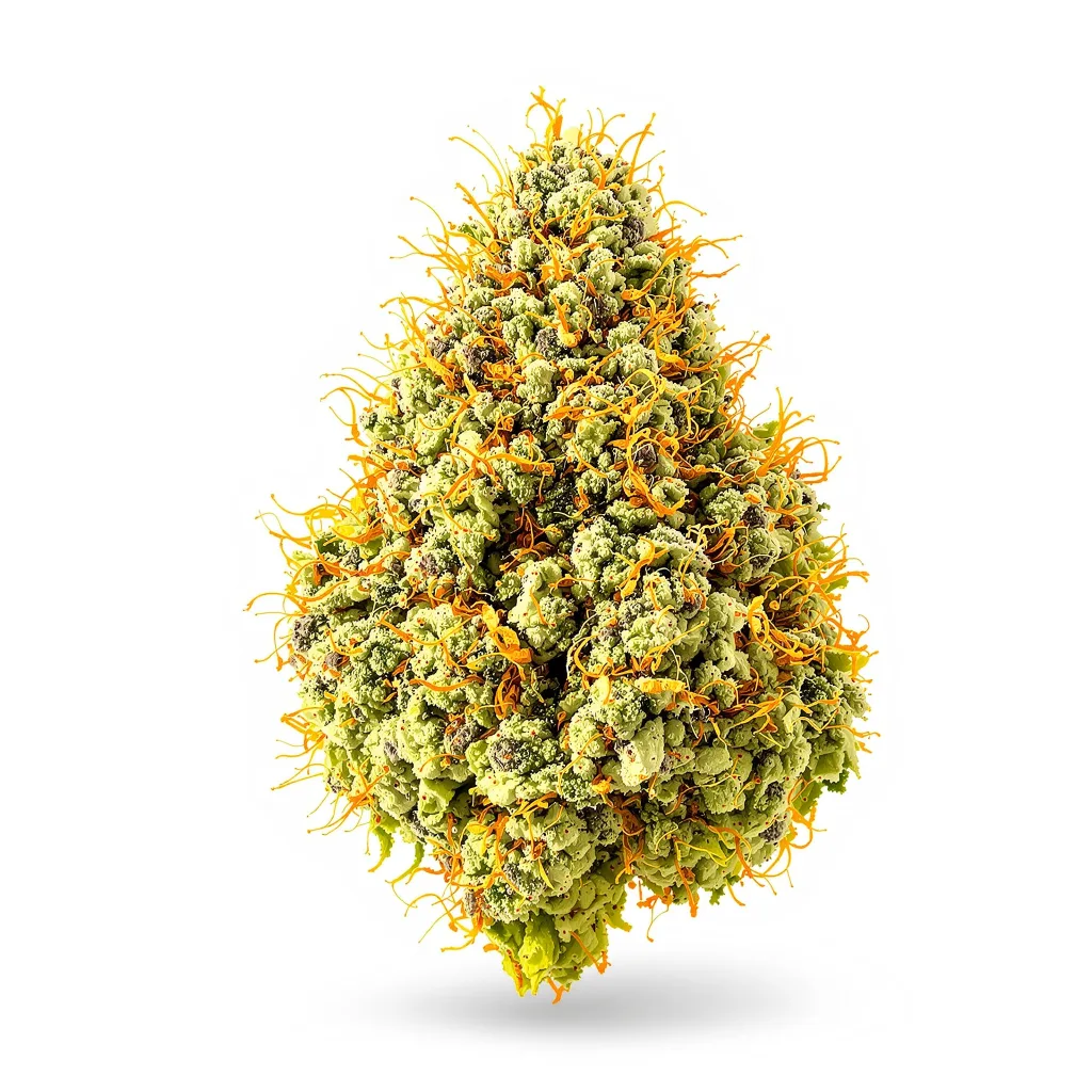 Skunky Jack 8% indica / 92% sativa flower with visible trichomes