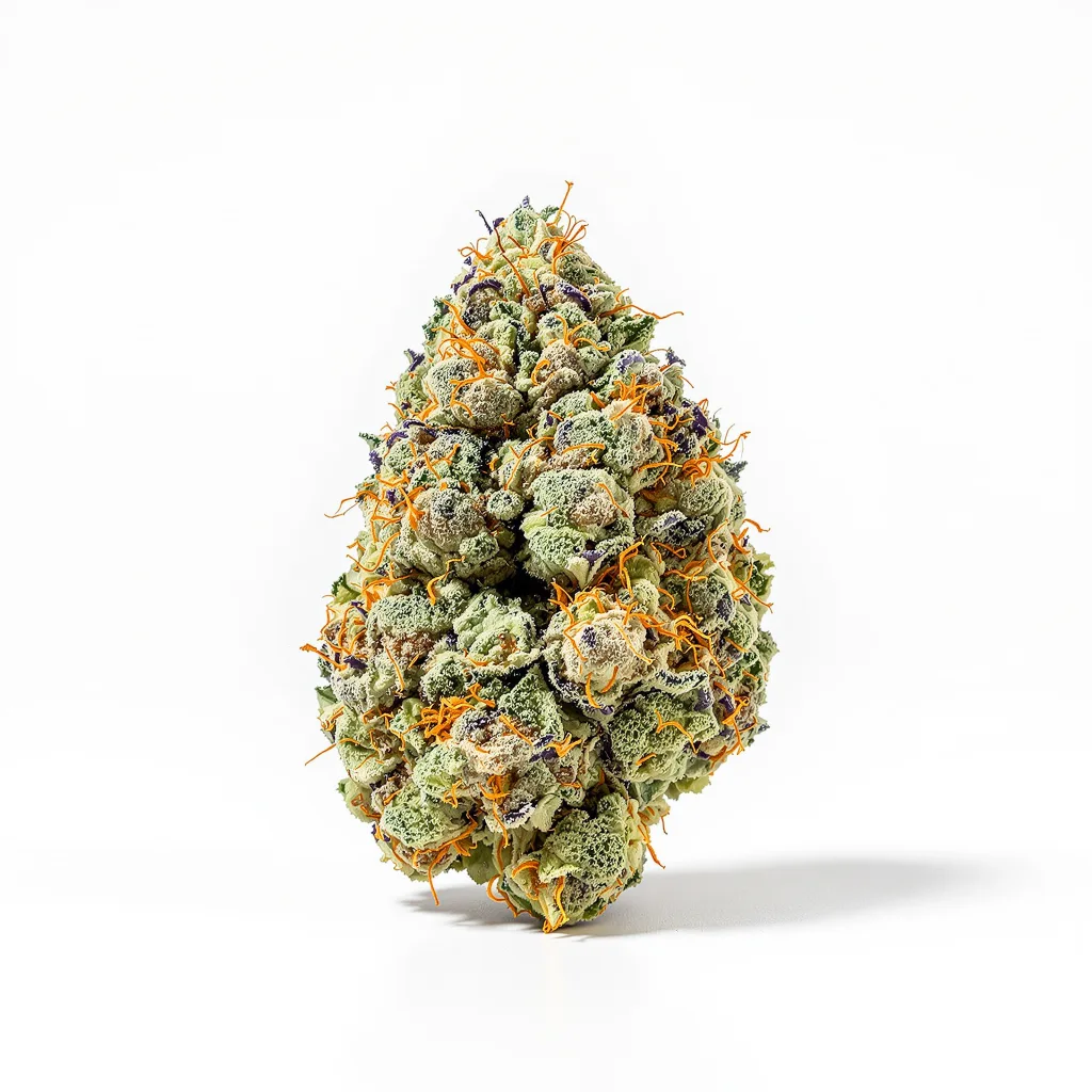 Smelliot 47% indica / 53% sativa flower with visible trichomes