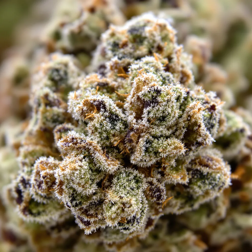Snoop's Dream cannabis bud close-up showing balanced bud structure with frosted trichomes