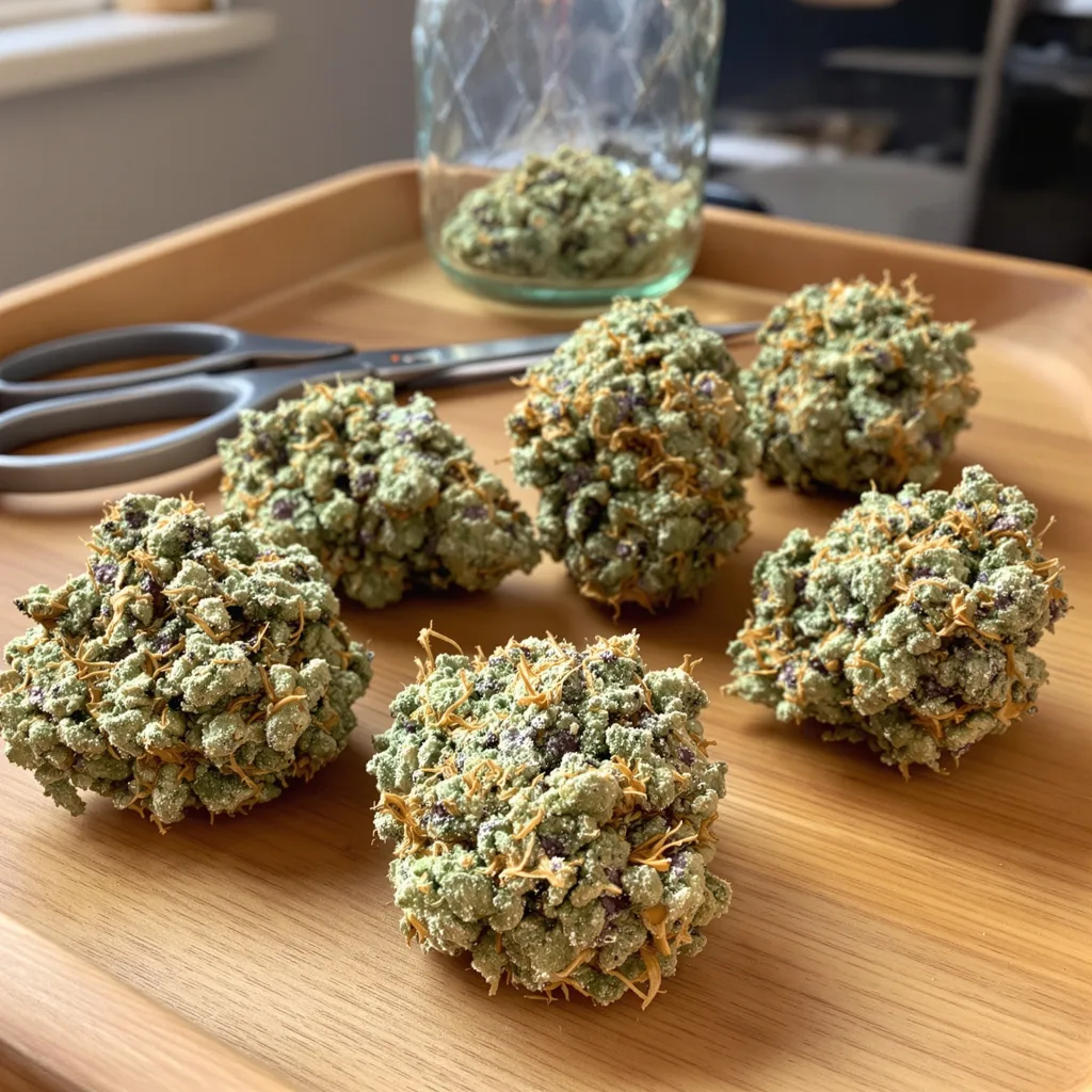 Snow Leopard 44% indica / 56% sativa flower with visible trichomes
