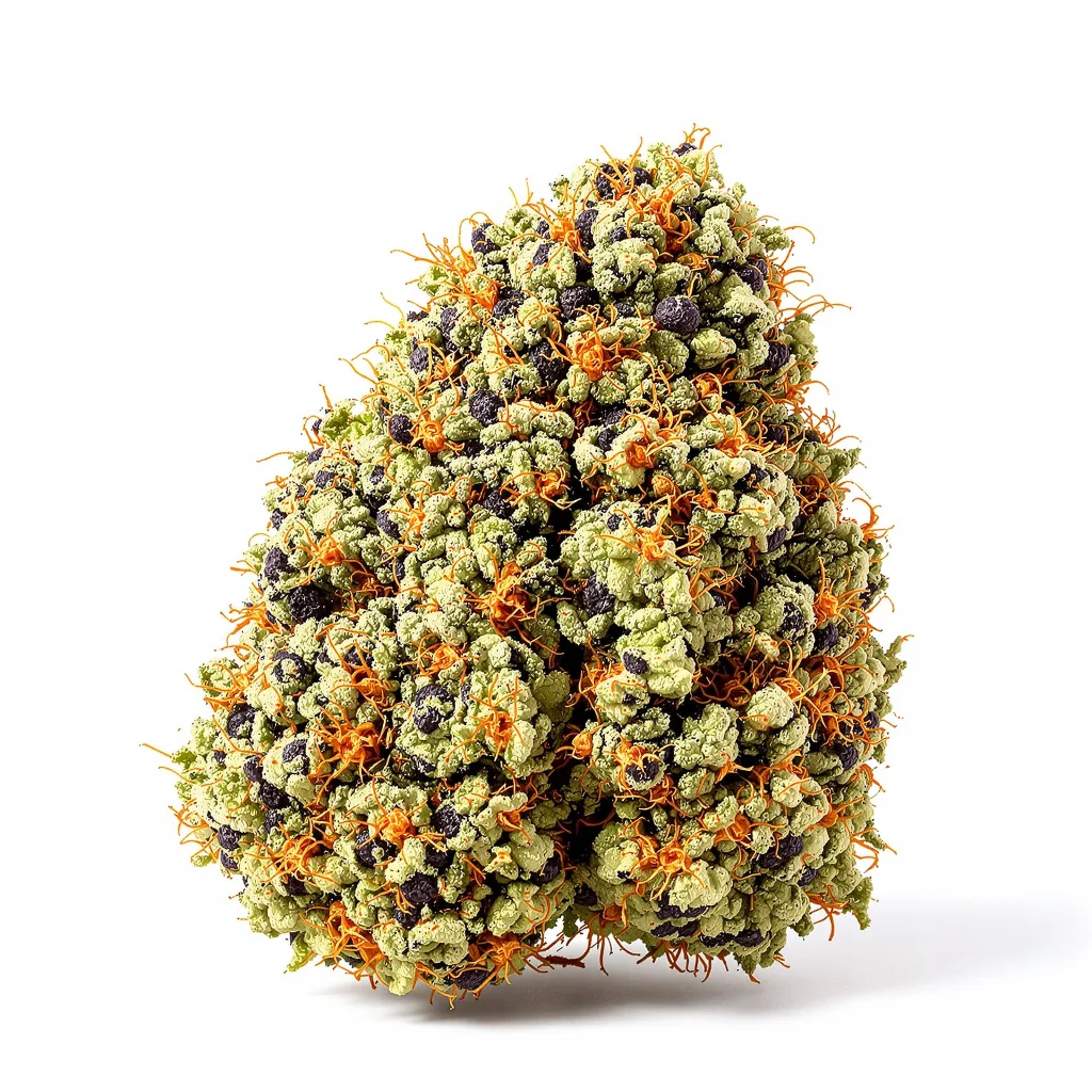 Sour Cheese 88% indica / 12% sativa flower with visible trichomes