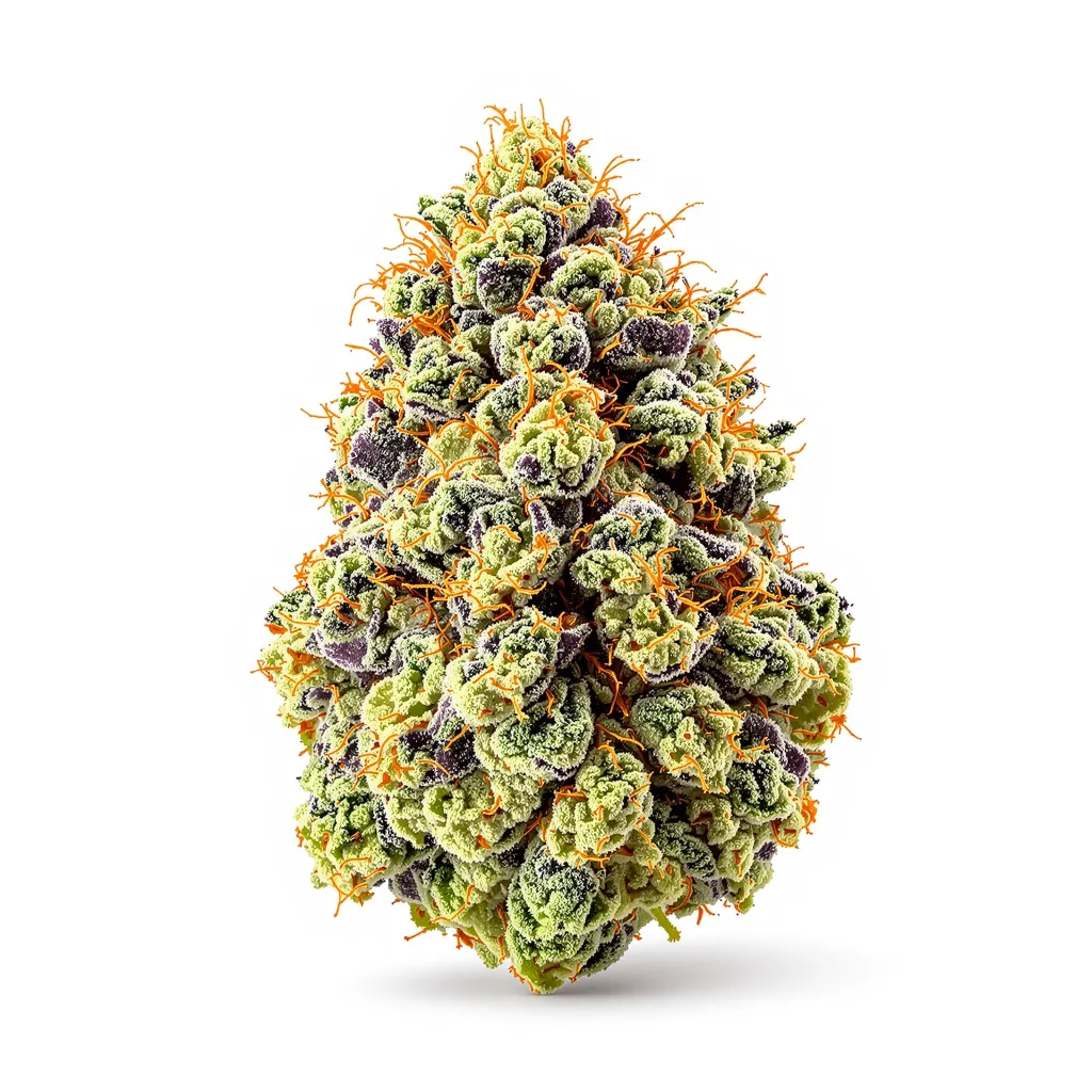 Sour Grape 58% indica / 42% sativa flower with visible trichomes