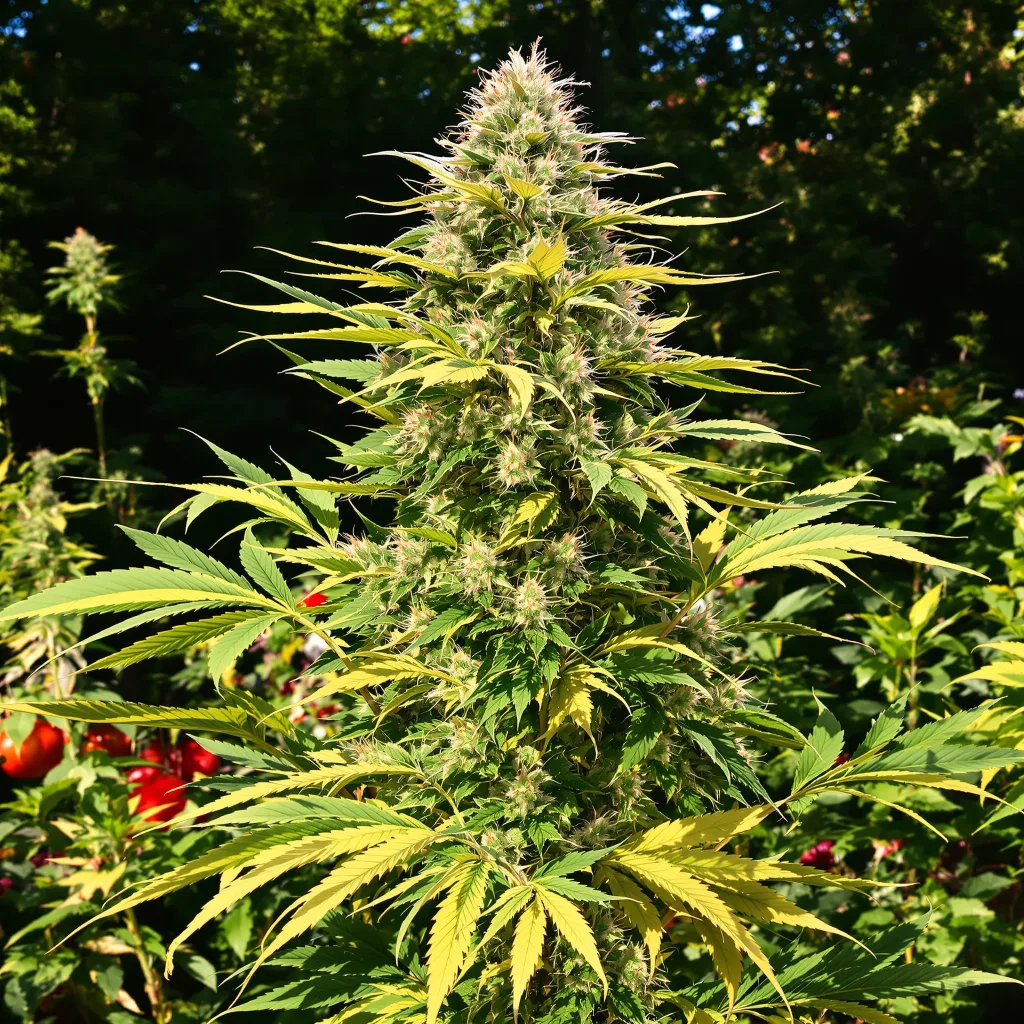 Sour Lemon OG 40% indica / 60% sativa flower with visible trichomes