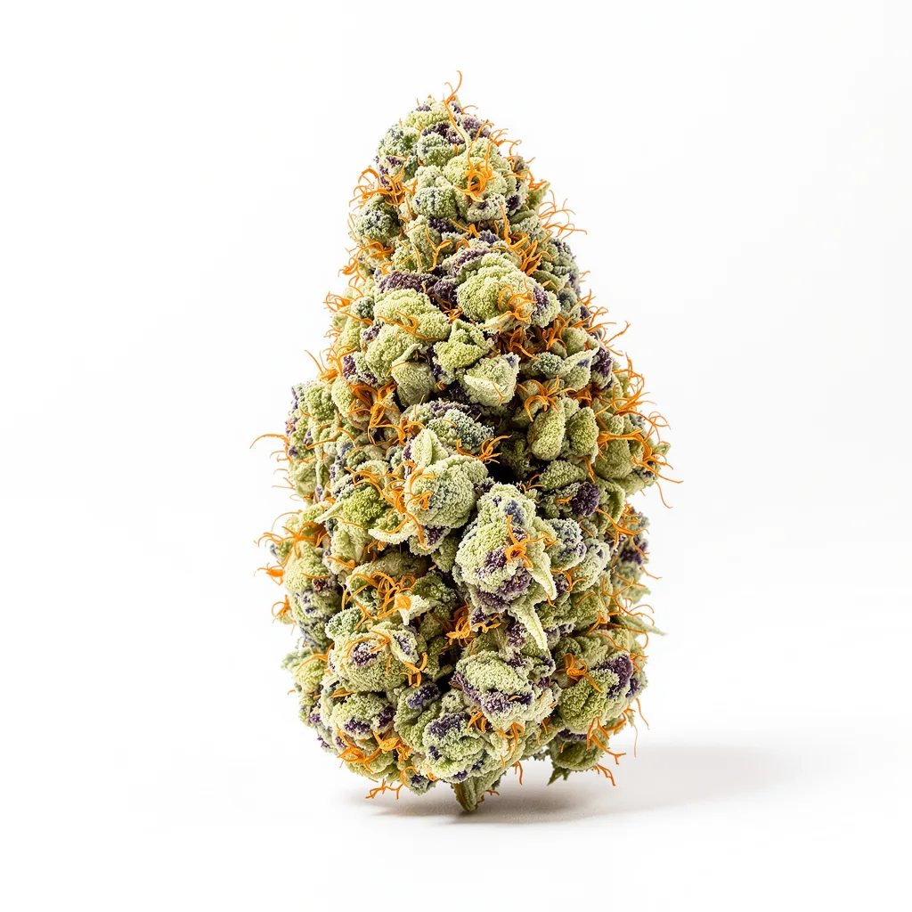 Sour Lemon OG 40% indica / 60% sativa flower with visible trichomes