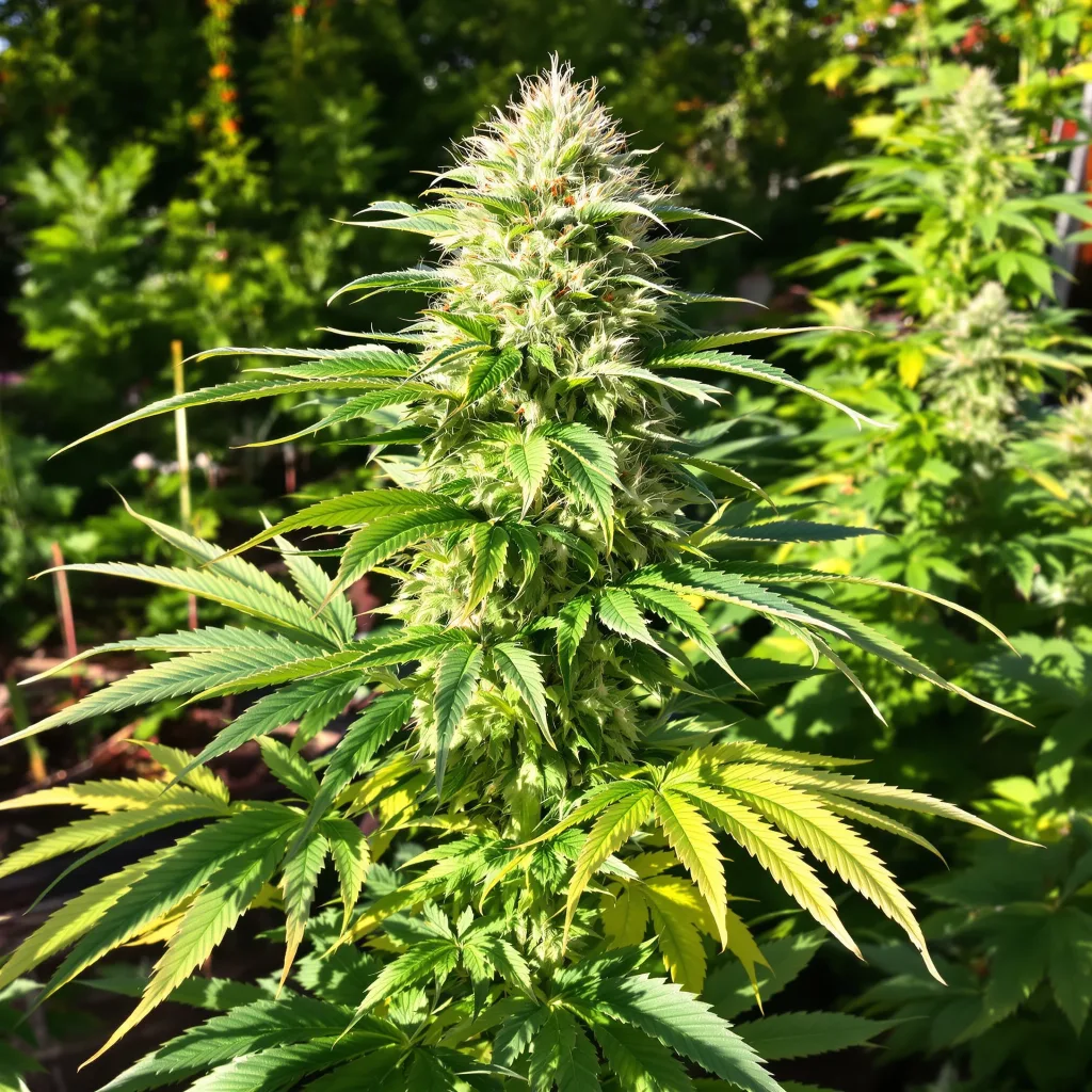 Sour Tsunami CBD 56% indica / 44% sativa flower with visible trichomes