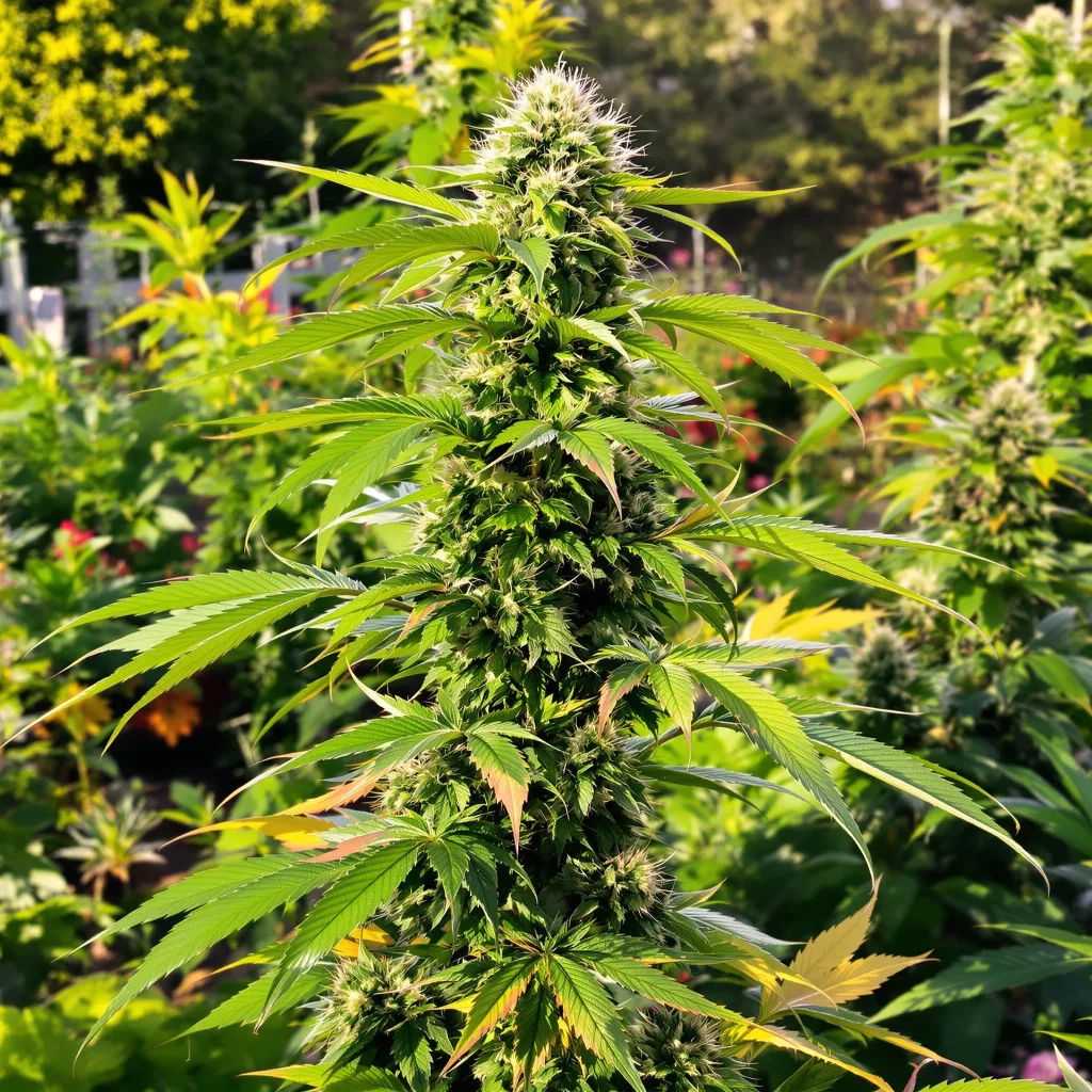Sour Tsunami 40% indica / 60% sativa flower with visible trichomes