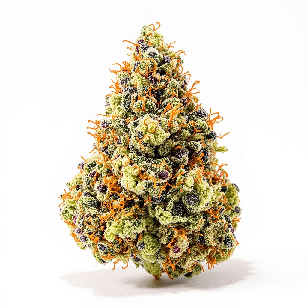 Sour Tsunami 40% indica / 60% sativa flower with visible trichomes