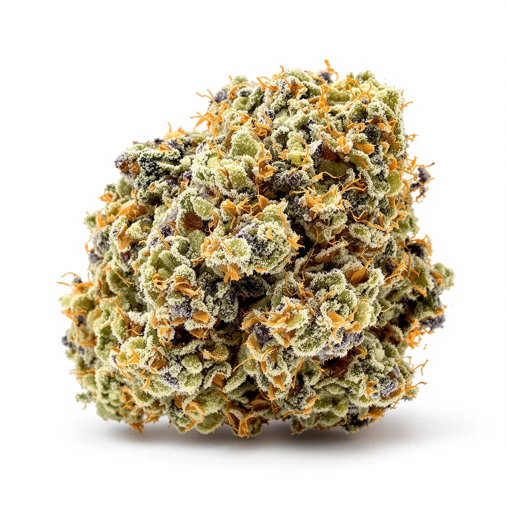 Sticky Dickie 64% indica / 36% sativa flower with visible trichomes