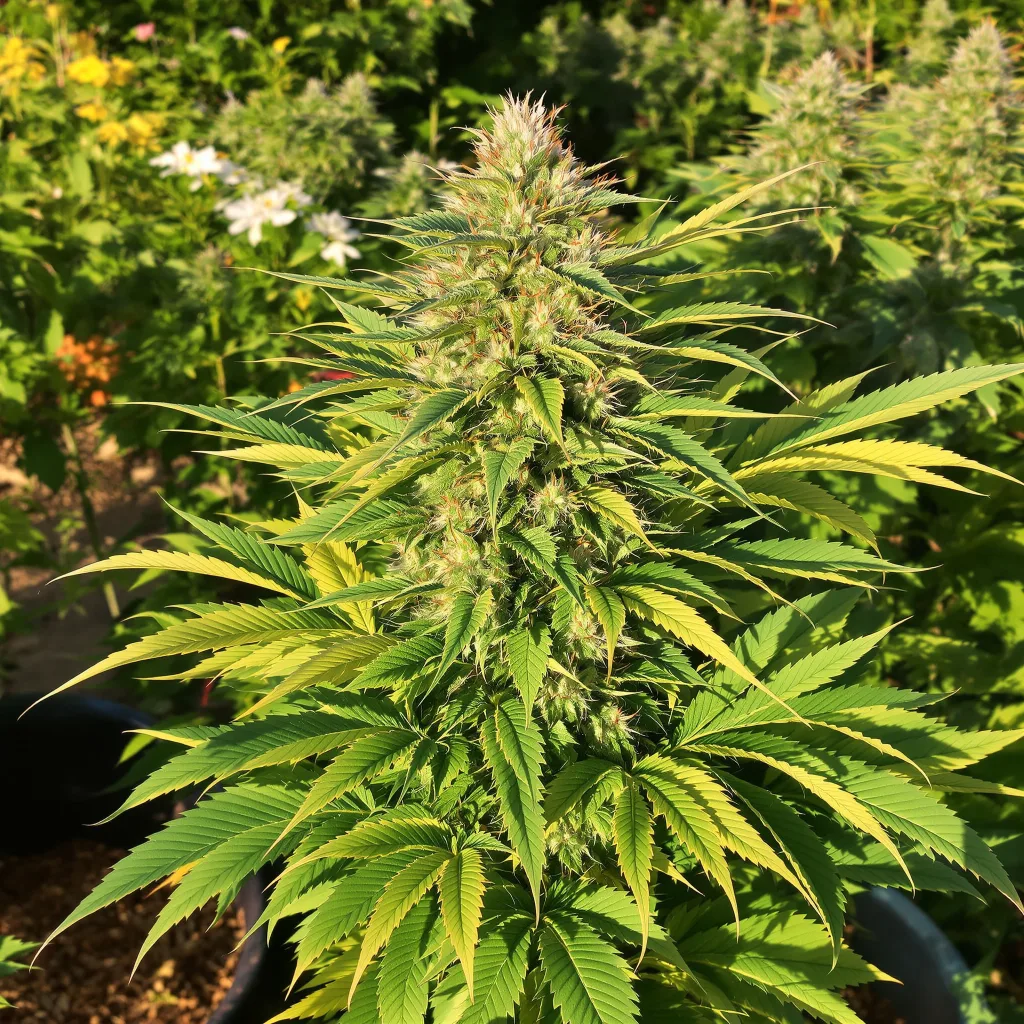 Strawberry Banana 85% indica / 15% sativa flower with visible trichomes