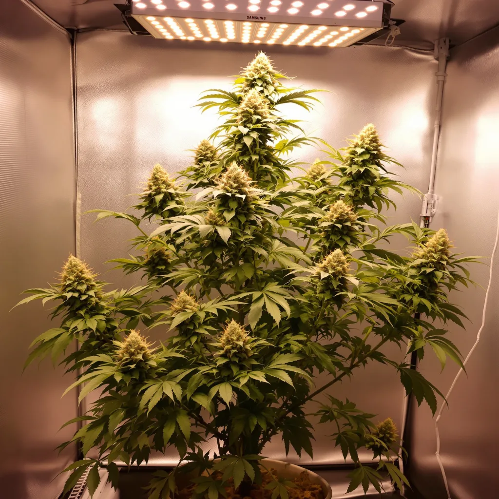 Strawberry Cheese cannabis plant in flowering stage — 1.2 m autoflower
