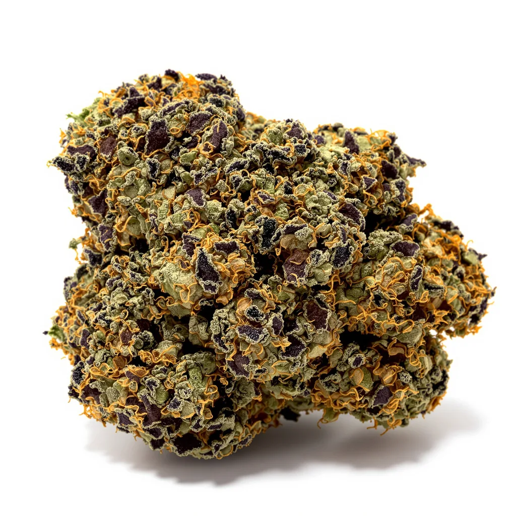 Strawberry Cheesecake 70% indica / 30% sativa flower with visible trichomes