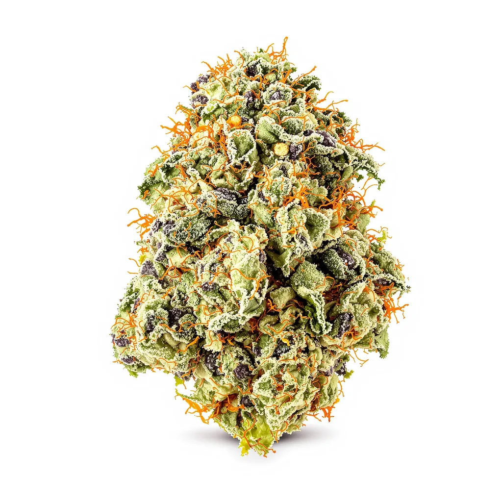 Strawberry Diesel 59% indica / 41% sativa flower with visible trichomes