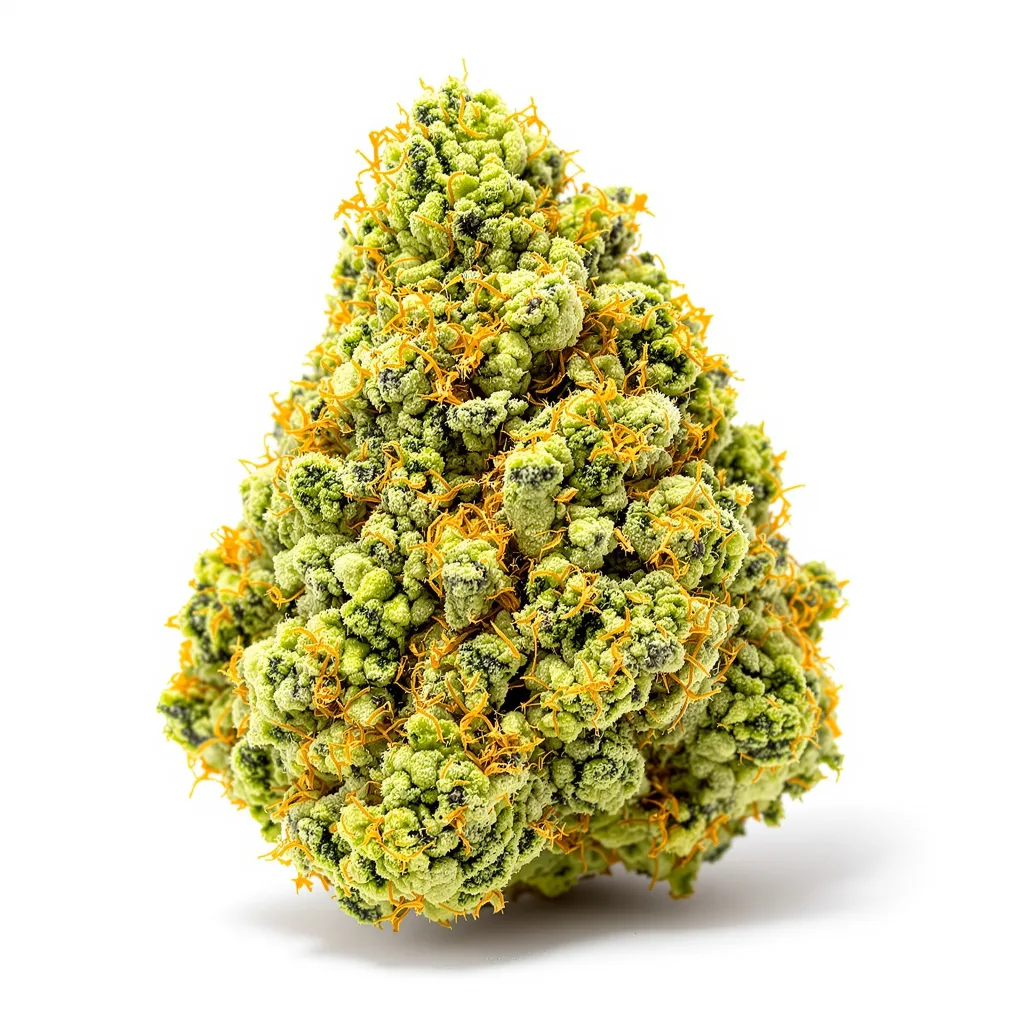 Strawberry 5% indica / 95% sativa flower with visible trichomes