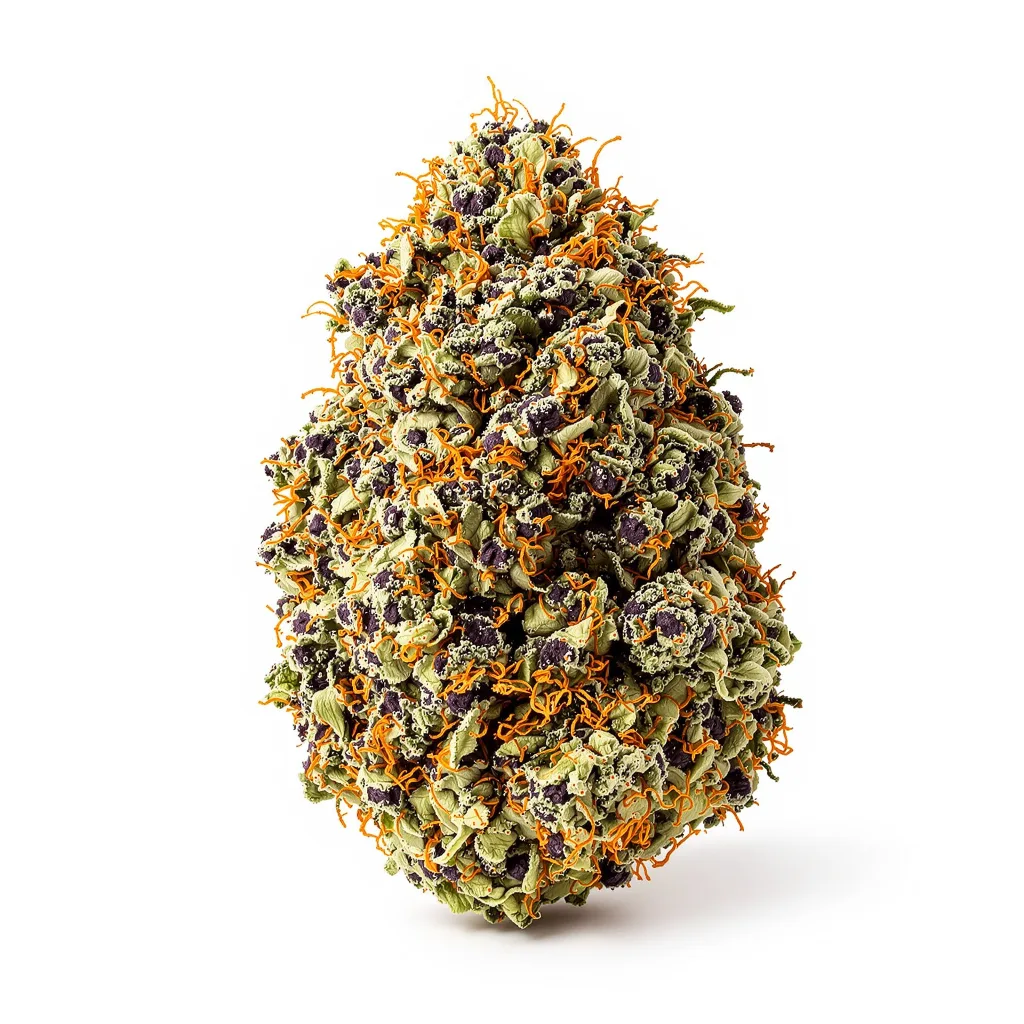 Strawberry Gorilla 70% indica / 30% sativa flower with visible trichomes