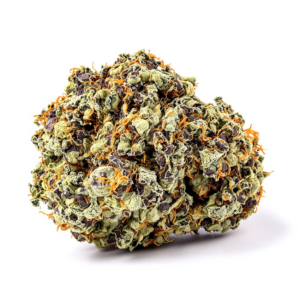Strawberry Gorilla 70% indica / 30% sativa flower with visible trichomes