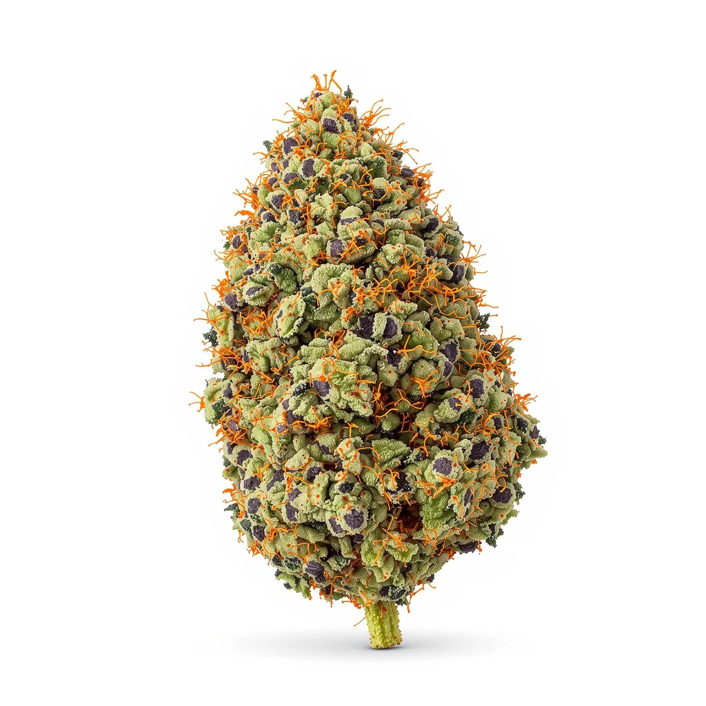 Sugar Mama 81% indica / 19% sativa flower with visible trichomes