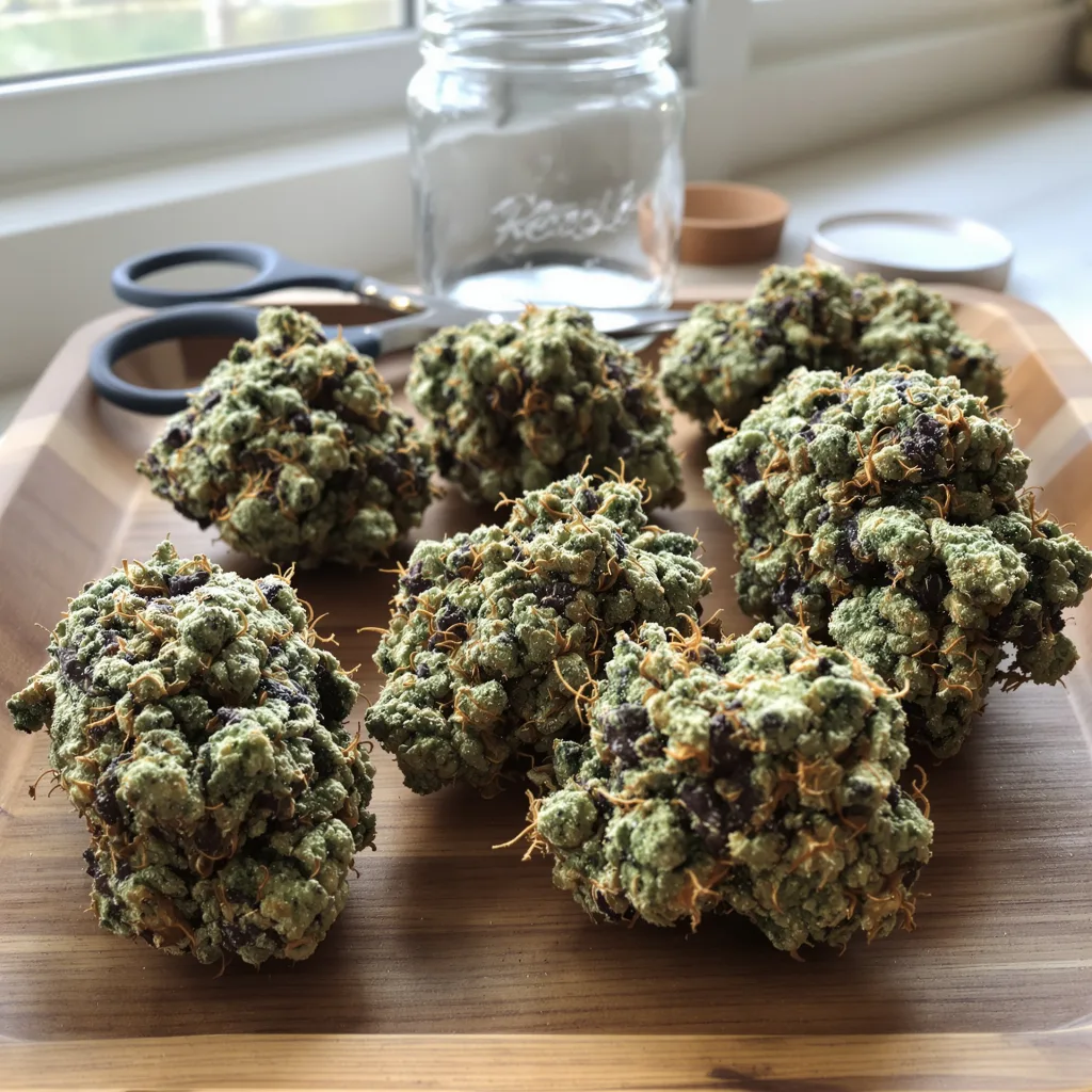 Super Snow Dog 54% indica / 46% sativa flower with visible trichomes