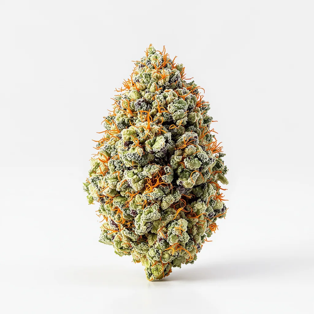 Superglue 52% indica / 48% sativa flower with visible trichomes