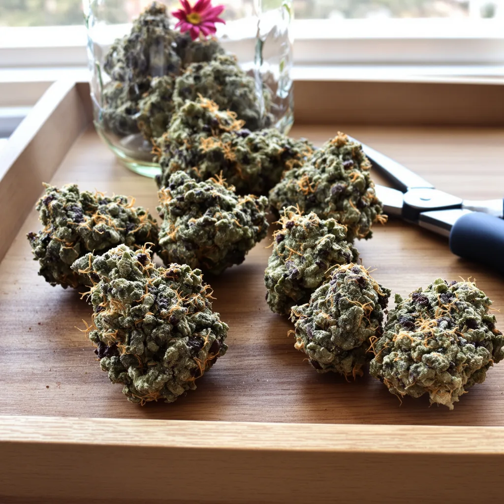 Sweet Baby Jane 82% indica / 18% sativa flower with visible trichomes