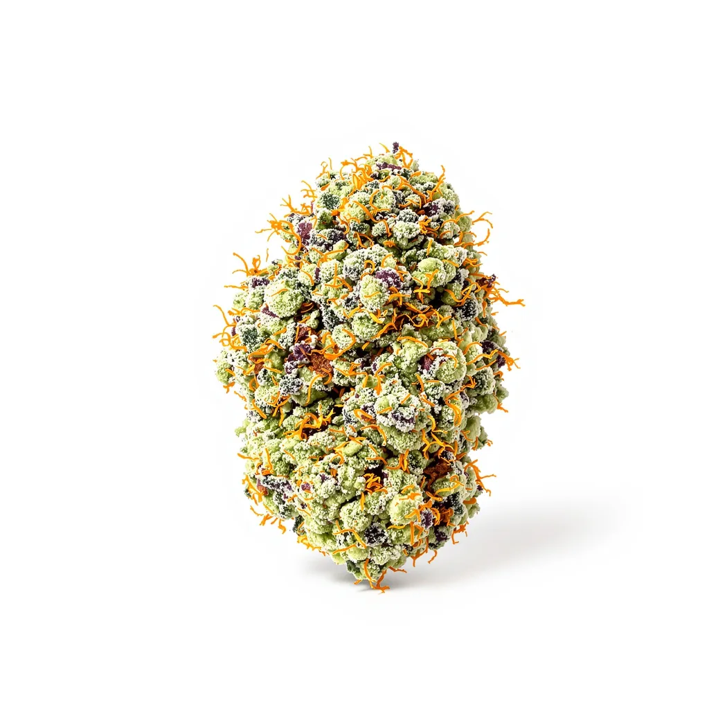 Sweet Berry 38% indica / 62% sativa flower with visible trichomes