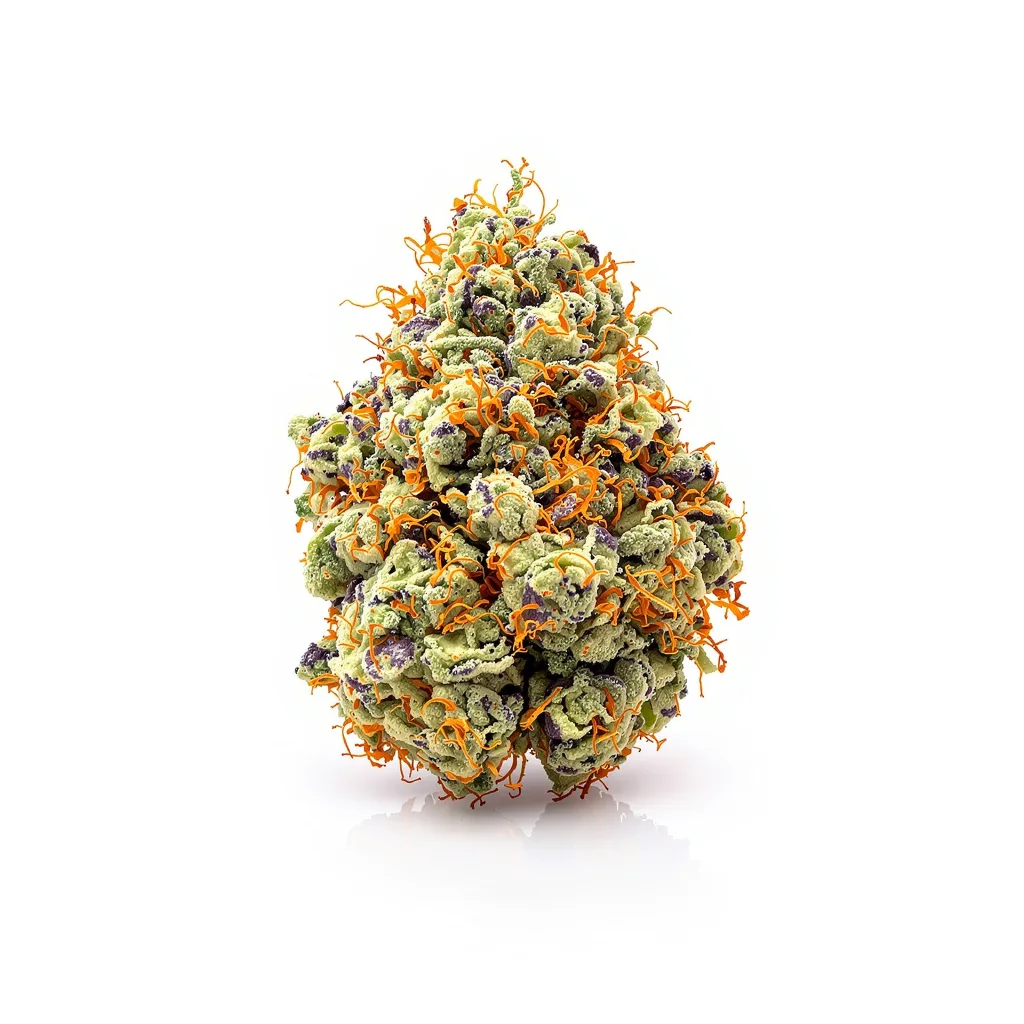 Sweet Berry 38% indica / 62% sativa flower with visible trichomes