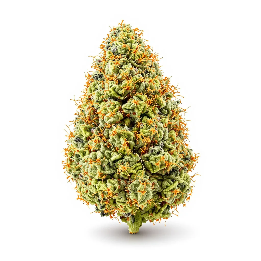 Sweet Cheese 17% indica / 83% sativa flower with visible trichomes