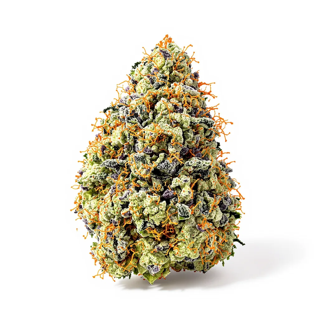 Sweet Nina 54% indica / 46% sativa flower with visible trichomes
