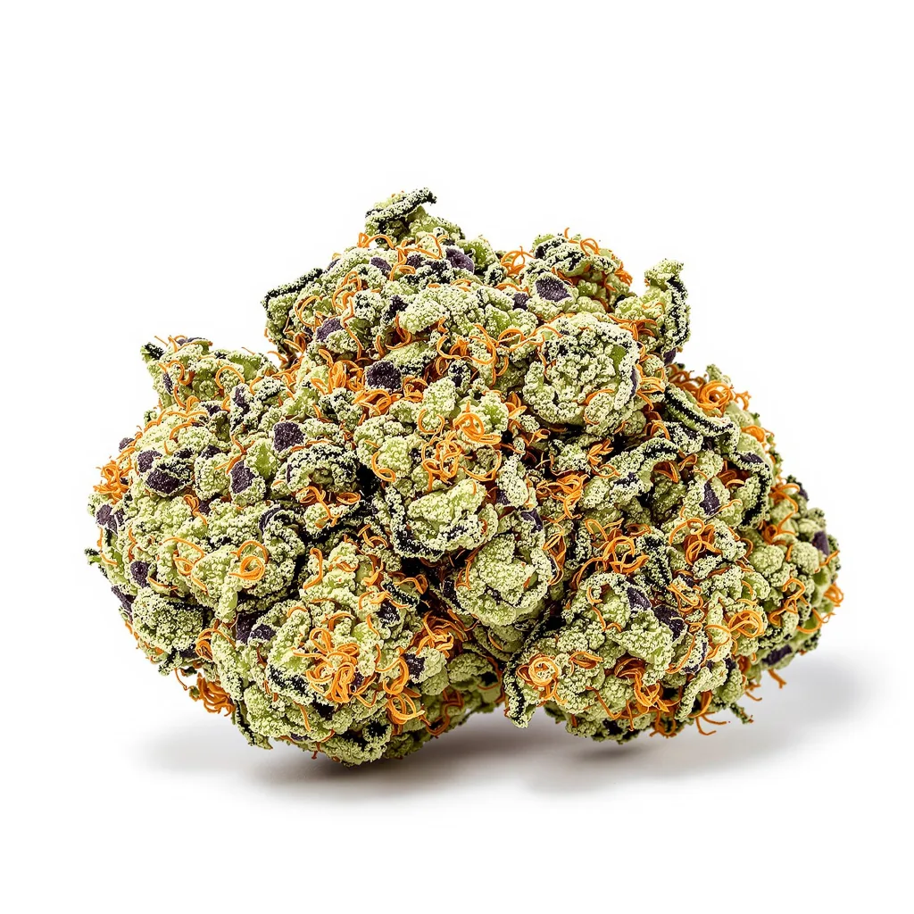 Sweet Nina 54% indica / 46% sativa flower with visible trichomes