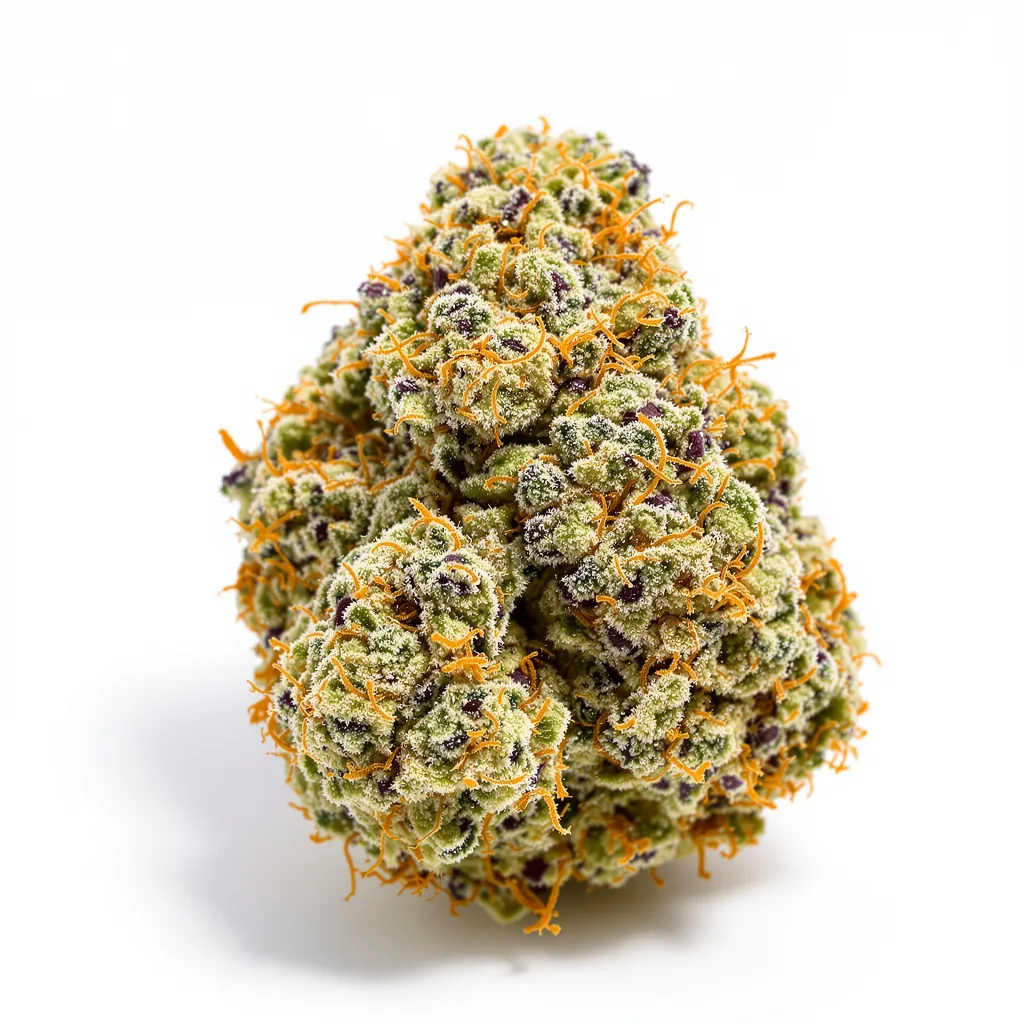 Sweet Pebbles 49% indica / 51% sativa flower with visible trichomes
