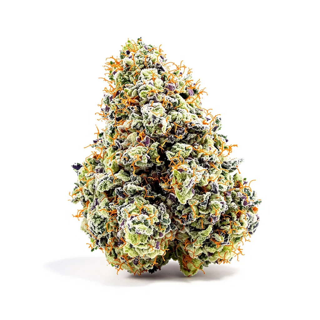 Tangerine 40% indica / 60% sativa flower with visible trichomes